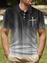 Royaura Black Gradient Cross Easter Men's Golf Polo Shirt