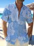 Royaura Natural Fiber Chambray Floral Men's Vacation Beach Hawaiian Big & Tall Aloha Shirt