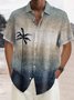 Royaura Comfortable hemp coconut tree gradient men's Hawaiian button shirt