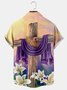 Royaura Easter Lily Cross Men's lapel button pocket shirt