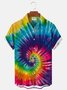 Royaura Comfortable hemp Tie Dye Ombre Peace & Love Men's Vacation Beach Hawaiian Big & Tall Aloha Wrinkle Free Shirt