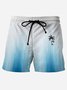 Royaura Blue Gradient Coconut Tree Men's Hawaiian Breathable Beach Pants