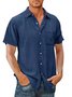 Royaura Men's blue denim washed basic casual pocket button shirt