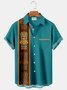 Royaura Vintage bowling tiki totem men's pocket casual button shirt