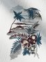 Royaura Casual Coconut Tree Hibiscus Flower Cotton-Linen Breathable Natural Men's Hawaiian Plus Size Aloha Shirts