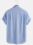 Royaura Beach Vacation Solid Color Men's Natural Fiber Blend Camp Shirts Big & Top Casual Button Down Shirts