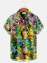Royaura Hawaiian Tropical Plant Cocktail Fruit Men's Button Pocket Shirt