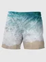 Royaura Hawaiian Wave Water Ripple Coconut Tree Men's Beach Pants Moisture Wicking Shorts