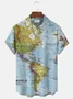 Royaura Nautical World Map Vintage Men's Hawaiian Shirt Big Size Stretch Seersucker Breathable Wrinkle Free Shirts