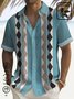 Royaura 50's Men's Vintage Diamond-type Lattice Bowling Shirts Natural Fiber Blend Big Size Camp Shirts
