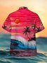 Royaura Coconut Tree Beach Print Camp Collar Men's Vacation Hawaii Big And Tall Aloha Shirt