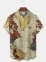 Royaura Men's World  Map Printed Vintage Travel Button-Down Hawaiian Shirts