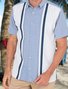 Royaura 50's Beach Vacation Men's Oxford Bowling Shirts Natural Fiber Blend Striped Camp Shirts