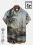 Royaura 50's Vintage Nautical Men's Hawaiian Shirts Coconut Tree Natural Fiber Blend Camp Shirts