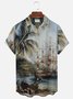Royaura 50's Vintage Nautical Men's Hawaiian Shirts Coconut Tree Natural Fiber Blend Camp Shirts