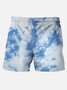 Royaura Tie Dye Ombre Print Hawaiian Men's Beach Shorts Swim Trunks