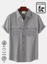 Royaura Natural Fiber Cargo Pockets Basic Men's Button Down Shirts