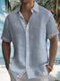 Royaura Natural Fiber Basic Casual Plaid Print Beach Men's Vacation Hawaii Big And Tall Aloha Shirt