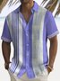 Royaura Beach Holiday Men's Purple Hawaiian Shirts Coconut Tree Art Stripe Stretch Vintage Bowling Camp Shirts