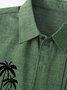 Royaura Comfortable Vintage Coconut Tree  Striped Men's Button Pocket Shirt