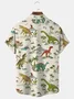 Royaura Pocket Dinosaur Coconut Tree Print Beach Men's Hawaiian Big And Tall Shirt