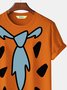 Royaura Vintage Cartoon Orange Men's Casual Short Sleeve Round Neck T-Shirt Stretch Fun Tops