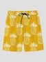 Royaura Hawaiian Pineapple Fruit Men's Button Pockets Two-Piece Shirt And Shorts Set