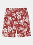 Royaura Hawaiian Floral Men's Button Down Pocket Two-Piece Shirt And Shorts Set