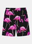 Royaura Hawaiian Flamingo Men's Button Down Pocket Two-Piece Shirt And Shorts Set