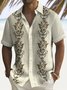 Royaura Guayabera Vintage Casual Men's Hawaiian Shirts Natural Fiber Blend Floral Art Camp Shirts