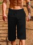 Summer Linen Shorts Breathable Loose Cropped Pants Men's Sports Casual Shorts