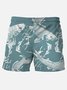 Royaura Men's Japanese Ocean Koi Holiday Board Shorts Art Stretch Basic Shorts Swim Trunks