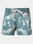 Royaura Men's Japanese Ocean Koi Holiday Board Shorts Art Stretch Basic Shorts Swim Trunks