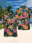 Royaura Beach Vacation Bigfoot Men's Hawaiian Shirts Stretch Tropical Surf Floral Plus Size Camp Shirts