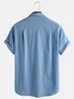 Royaura 50’s Vintage Geometric Art Blue Men's Guayabera Shirts Comfortable Blend Aloha Camp Pocket Shirts