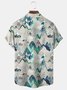Royaura Natural Landscape Mountains Print Beach Men's Hawaiian Big&Tall Shirt With Pocket