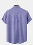 Royaura 50's Vintage Floral Purple Men's Guayabera Shirts Stand Collar Comfortable Blend Aloha Camp Shirts
