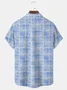 Royaura Vintage Medieval Geometric Light Blue Men's Short Sleeve Shirt Art Wrinkle Free Seersucker Camp Pocket Shirts