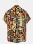 Royaura Geometric Musical Piano Print Beach Men's Hawaiian Big&Tall Shirt With Pocket