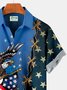 Royaura Vintage American Flag Eagle Patriotism 4th July Print Men's Big&Tall Shirt With Pocket