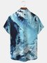 Royaura Vacation Gradient Ocean Print Beach Men's Hawaiian Oversized Shirt With Pocket