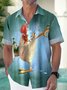 Royaura Vintage Gradient Kung fu Rooster Men's Button Pocket Shirt