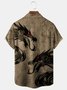 Royaura Vintage Dragon Print Men's Button Pocket Shirt