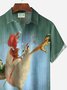 Royaura Vintage Gradient Kung fu Rooster Men's Button Pocket Short Sleeve Shirt