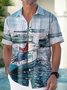 Royaura Hawaiian Nautical Cruise Print Men's Button Down Pocket Shirt