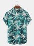 Hawaiian Green Coconut Tree Print Men's Vacation Two-Piece Shirt And Shorts Set