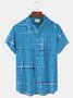 Royaura 50’S Vintage Mid-Century Modern Geometric Blue Men's Stretch Plus Aloha Casual Pocket Short Sleeve Shirts