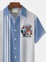 Royaura Vintage Bowling Stripe BBQ Print Men's Button Pocket Shirt