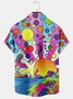 Royaura Music Hippie Octopus Print Men's Button Pocket Shirt