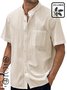 Royaura Beach Vacation Off White Vintage Men Stand Collar Short Sleeve Shirts Wrinkle Free Seersucker Stretch Solid Color Camp Shirts